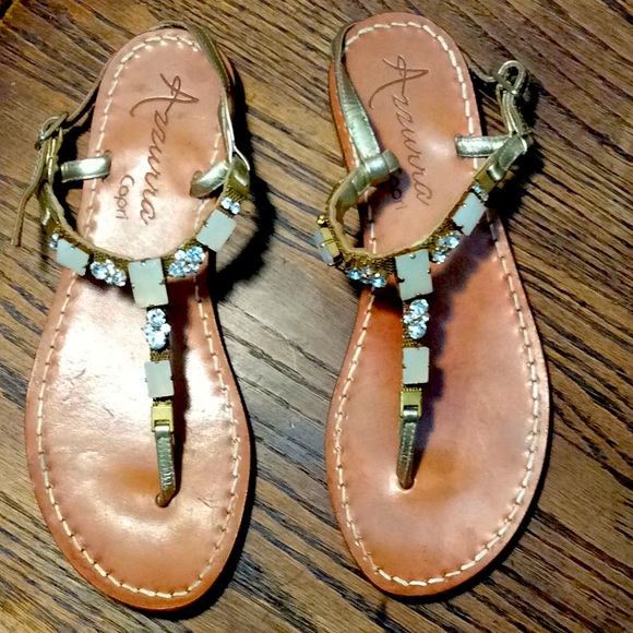 Azzurra Capri Swarvoski Crystals Flat Strap Sandals - Picture 2 of 7